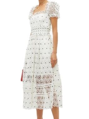 White Embroidered Lace Midi Dress – Delicate & Elegant (US 2)
